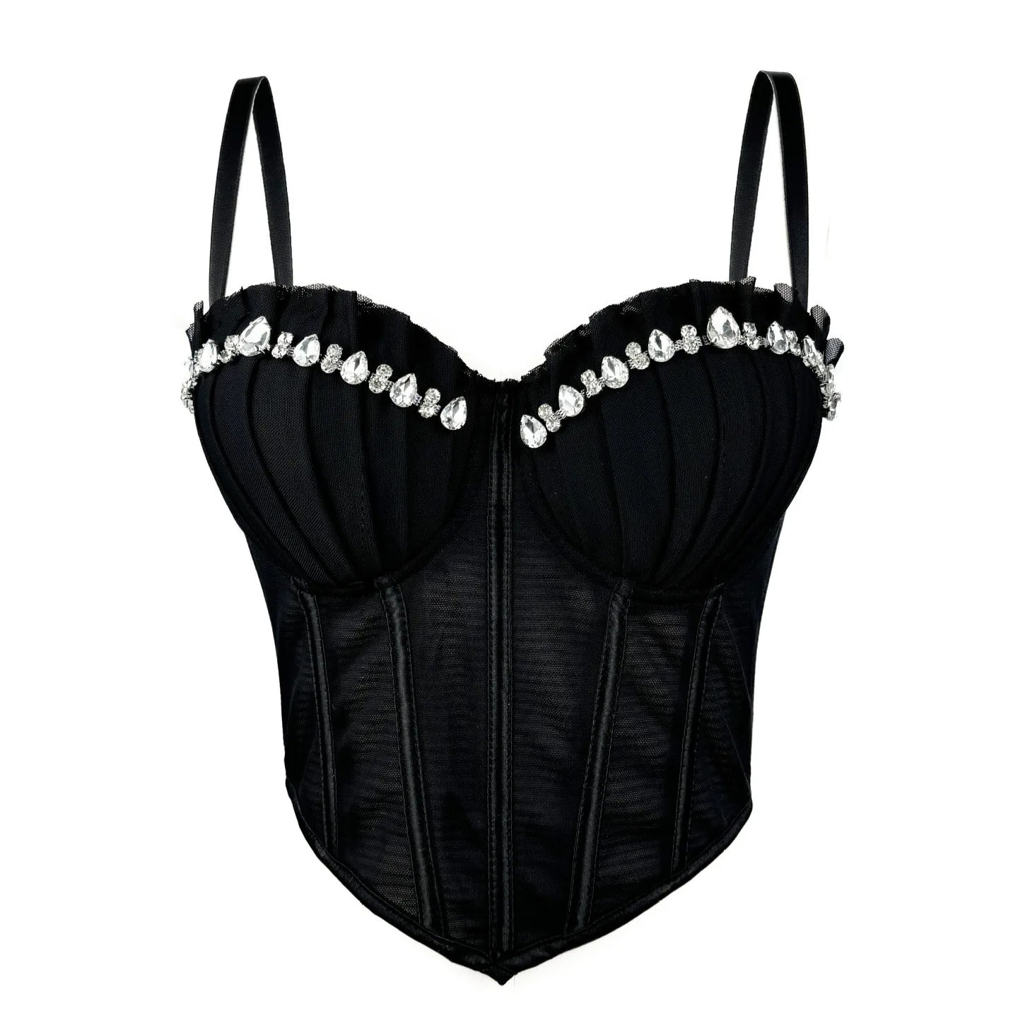 Body Corsetto Nero con Strass e Brillantini