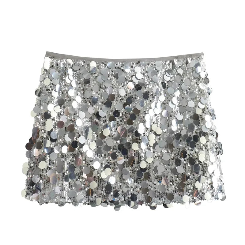 Minigonna di Paillettes a Vita Alta Donna