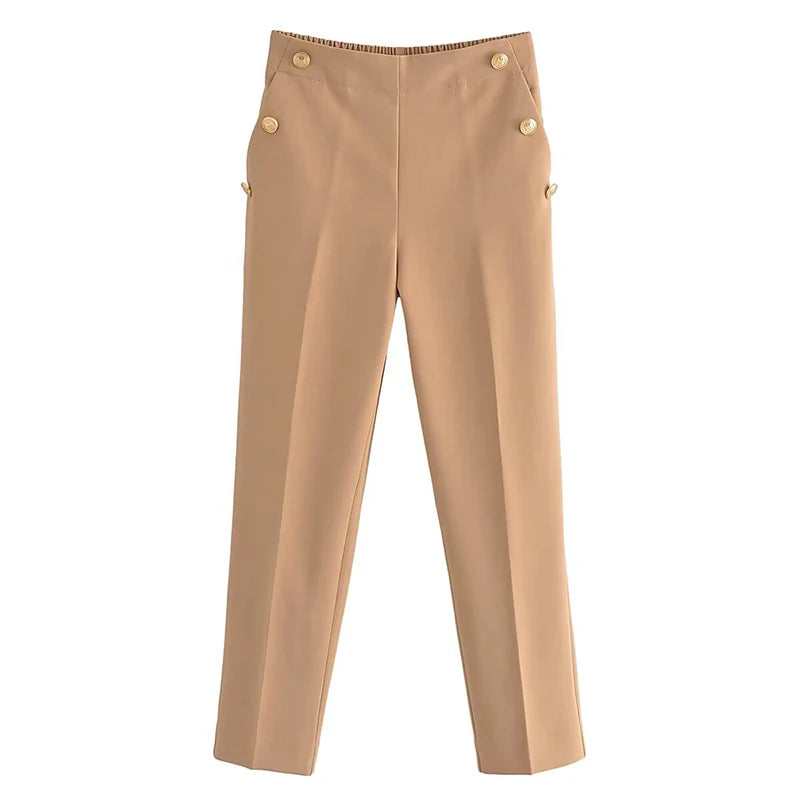 Pantaloni Dritti a Vita Alta