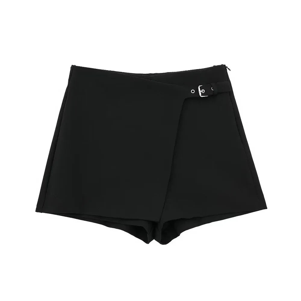 Gonna Pantalone a Vita Alta con Fibbia Laterale