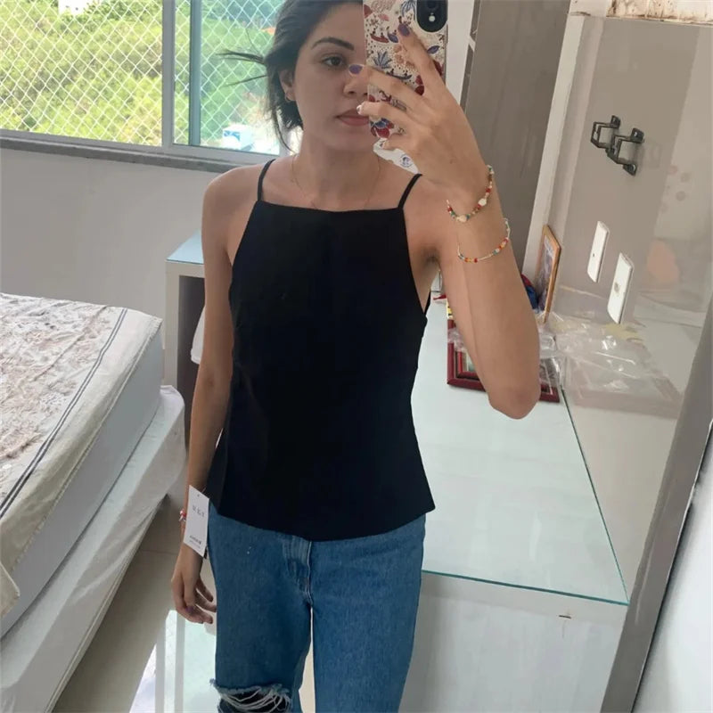 Haut femme dos nu minimal chic