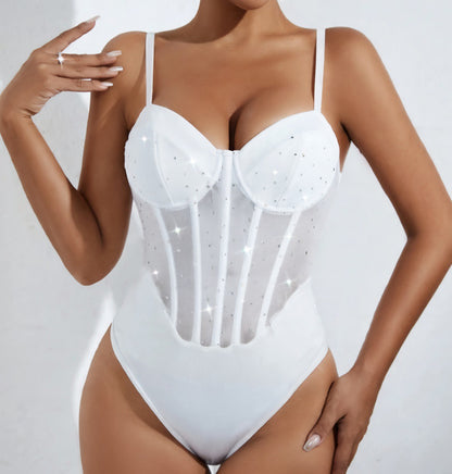 Body Monokini "Crystal Corset" Effetto Modellante con Strass