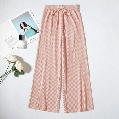 Pantaloni Plissé a Gamba Larga Eleganti