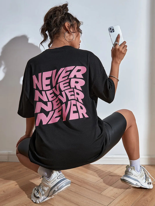T-shirt Oversize Donna "NEVER"