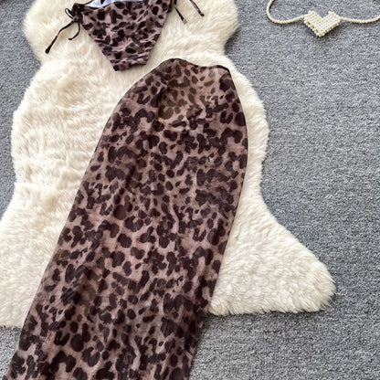 Set 2 Pezzi Mare | Costume Leopardato + Gonna con Spacco