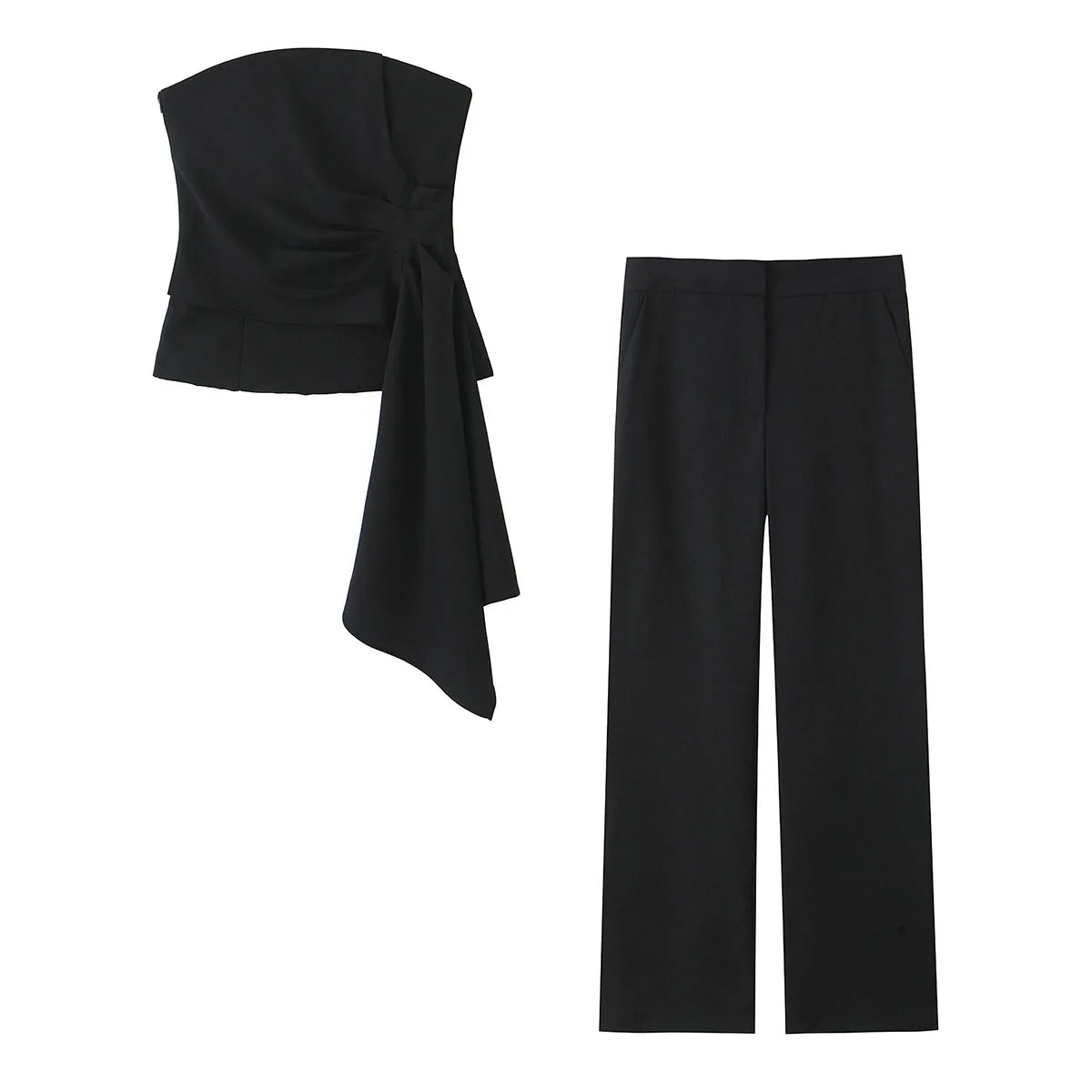 Top a Fascia Drappeggiato e Pantalone Sartoriale