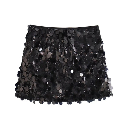 Minigonna di Paillettes a Vita Alta Donna