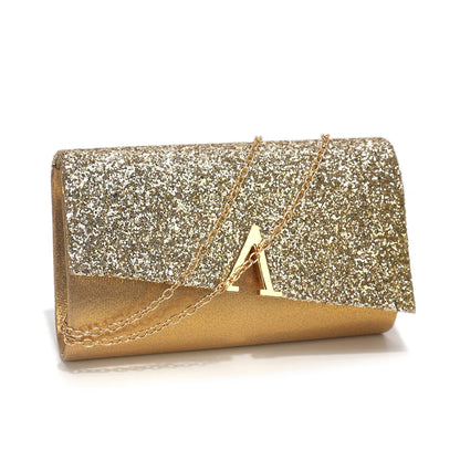 Borsa Clutch Rigida Glitter con Chiusura Geometrica
