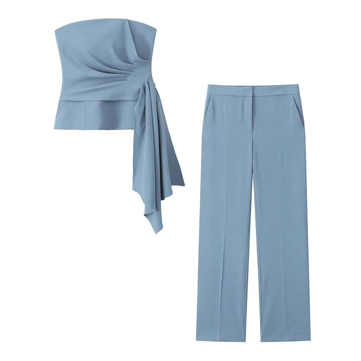 Top a Fascia Drappeggiato e Pantalone Sartoriale