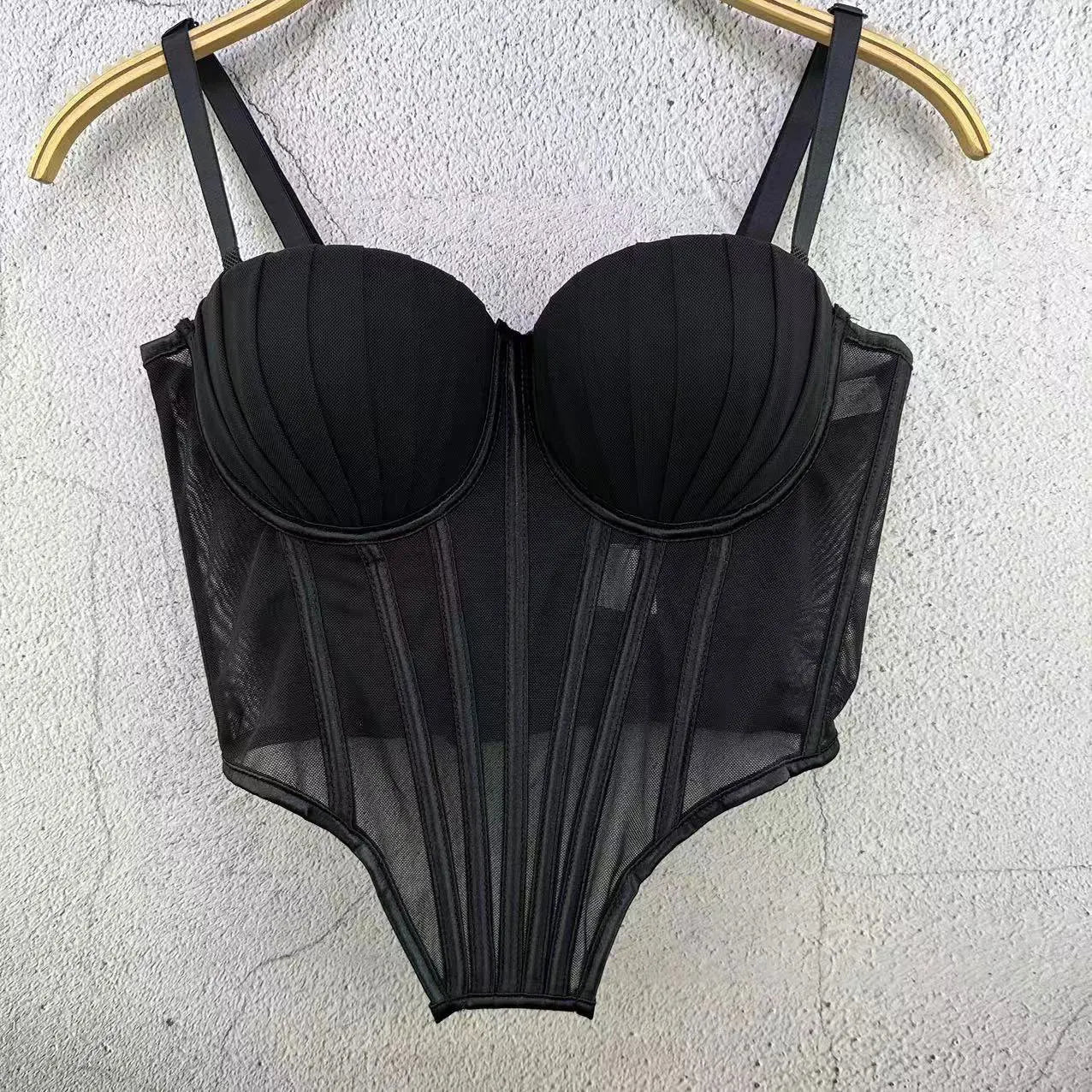 Body Corsetto Nero con Strass e Brillantini