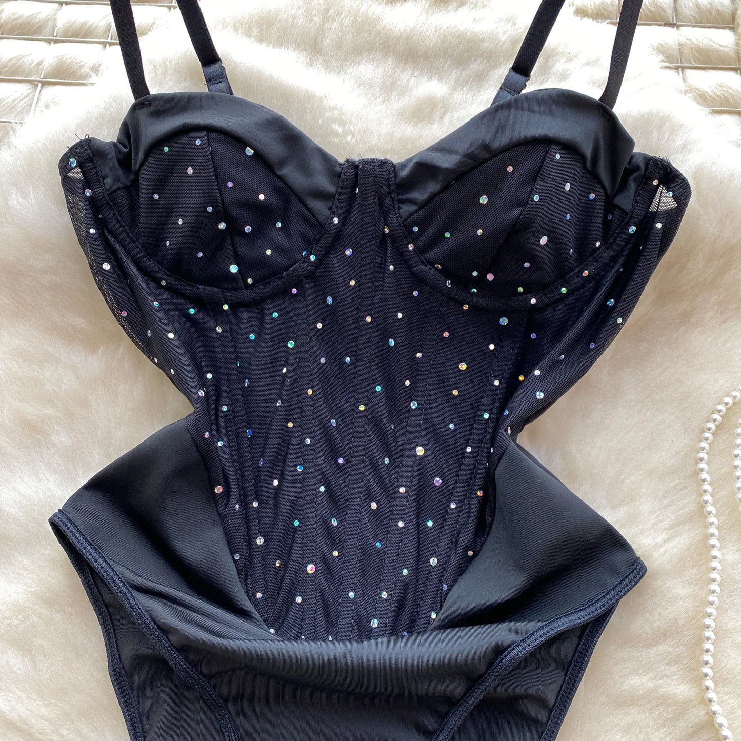 Body Monokini "Crystal Corset" Effetto Modellante con Strass