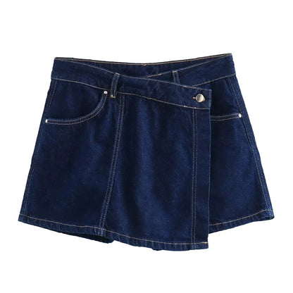 Set Coordinato Denim Donna: Camicia Crop e Minigonna Blu