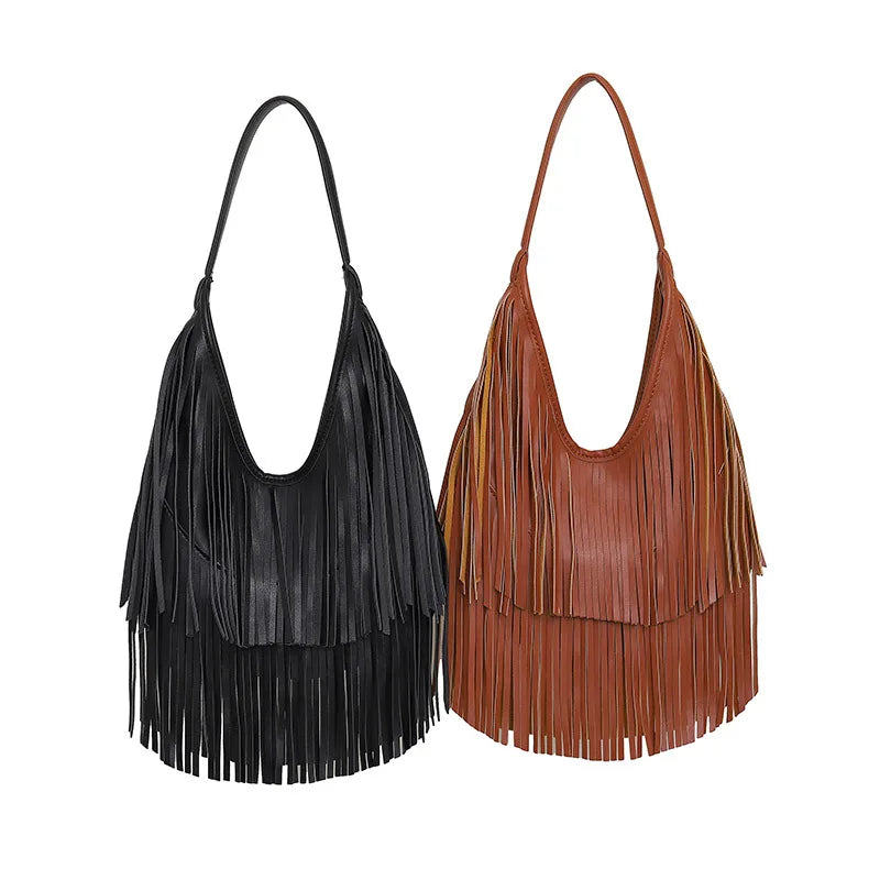Borsa a Tracolla con Frange in Stile Boho-Chic