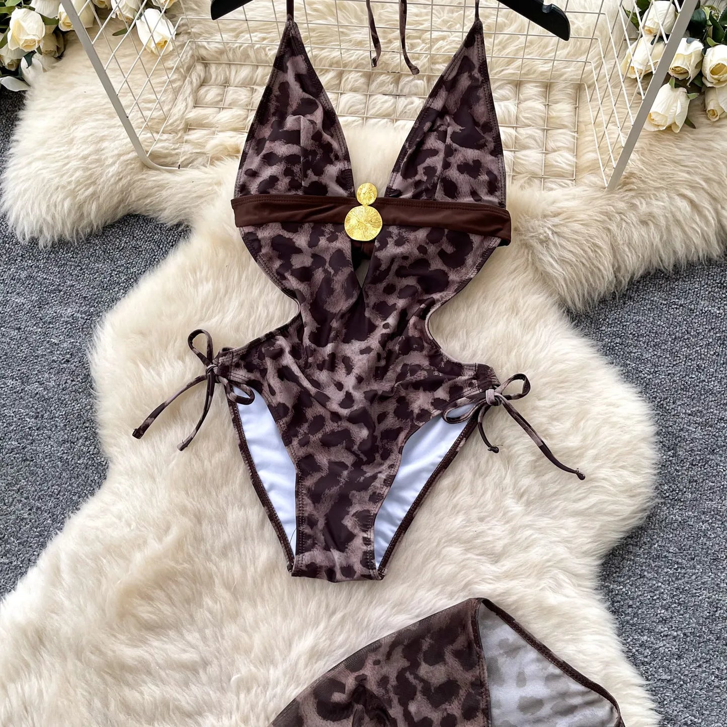 Set 2 Pezzi Mare | Costume Leopardato + Gonna con Spacco