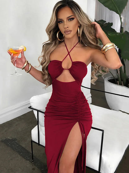Robe élégante avec fente et découpes - Robe de soirée sexy pour femme