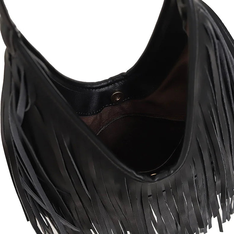 Borsa a Tracolla con Frange in Stile Boho-Chic