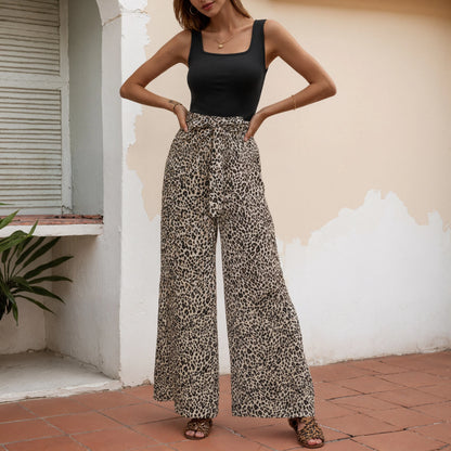 Pantaloni da donna sexy con stampa leopardata a gamba larga