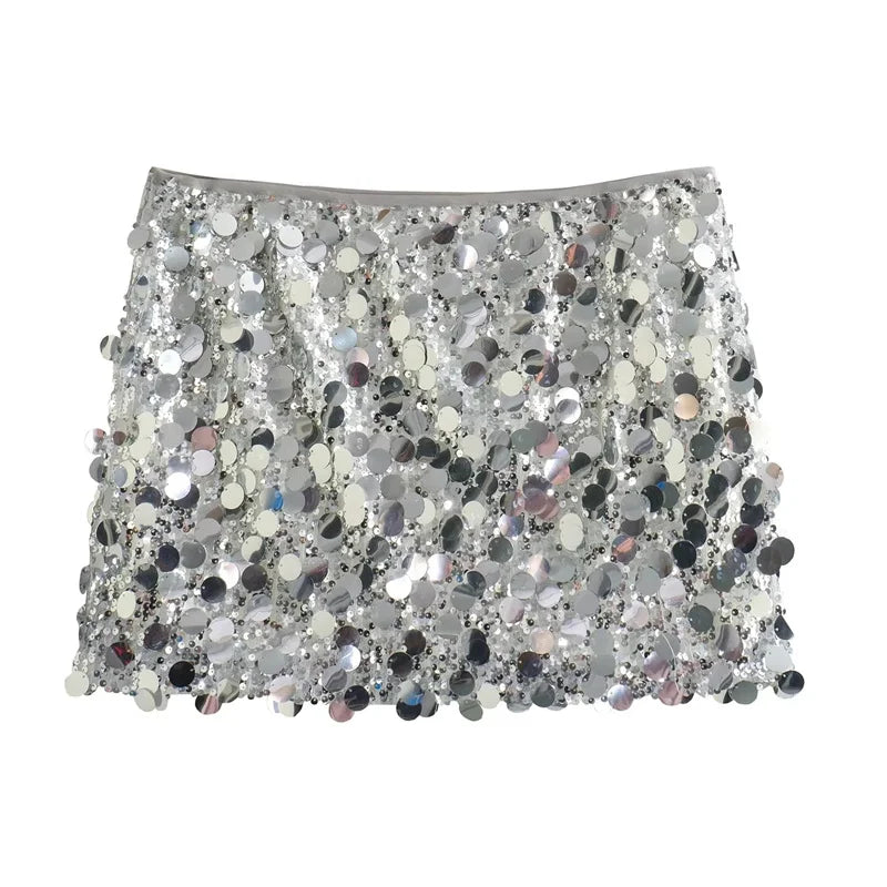 Minigonna di Paillettes a Vita Alta Donna