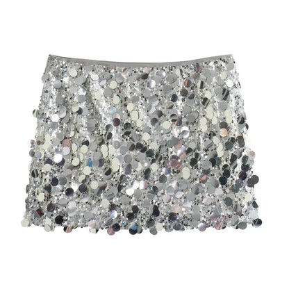 Minigonna di Paillettes a Vita Alta Donna