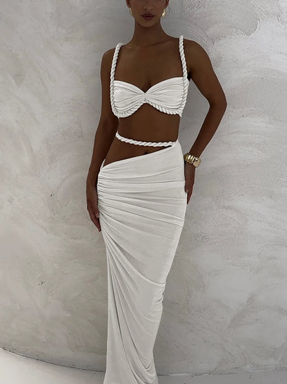 Set Coordinato Top a Bustino e Gonna Lunga Cut-Out