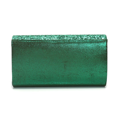 Borsa Clutch Rigida Glitter con Chiusura Geometrica