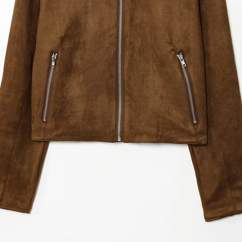 Giacca in Camoscio Donna Marrone Cognac
