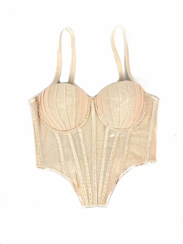 Body Corsetto Nero con Strass e Brillantini