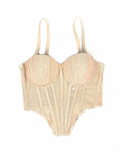 Body Corsetto Nero con Strass e Brillantini