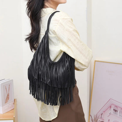 Borsa a Tracolla con Frange in Stile Boho-Chic