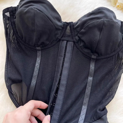 Abito Americano Sexy Nero con Top a Tubino e Cut-out Vita