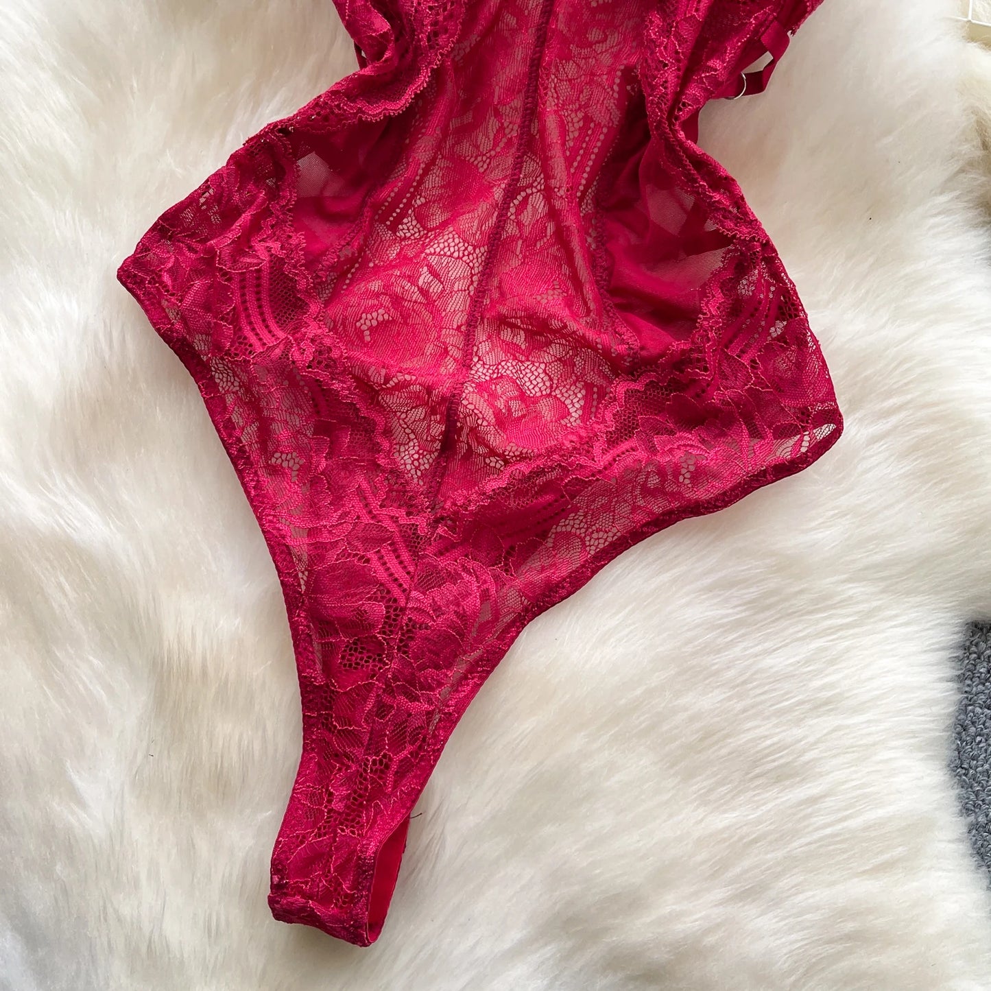 Body Corsetto in Pizzo Floreale con Stringhe Laterali