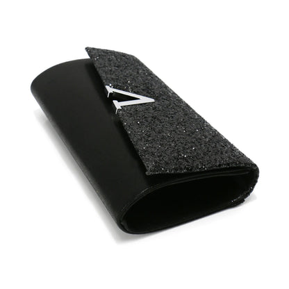 Borsa Clutch Rigida Glitter con Chiusura Geometrica