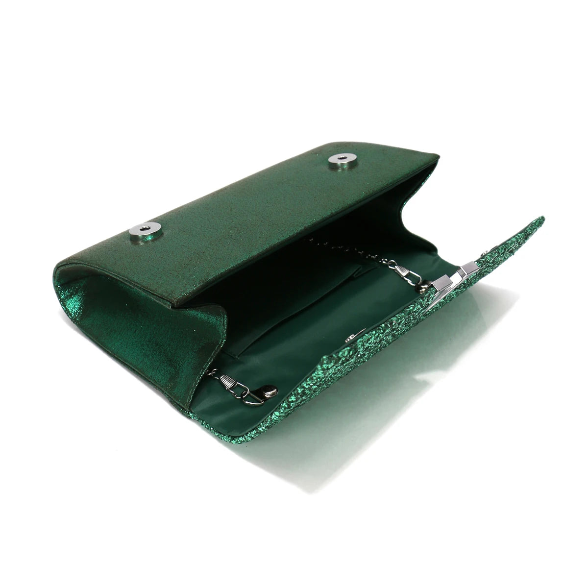 Borsa Clutch Rigida Glitter con Chiusura Geometrica