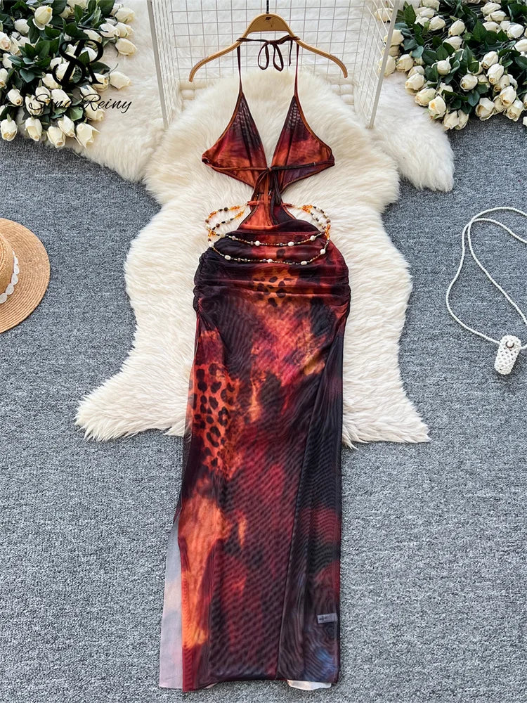 Abito Lungo Boho da Spiaggia | Vestito Estivo con Spacco
