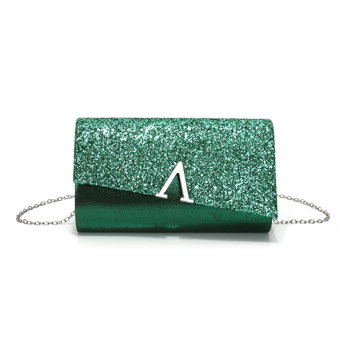 Borsa Clutch Rigida Glitter con Chiusura Geometrica