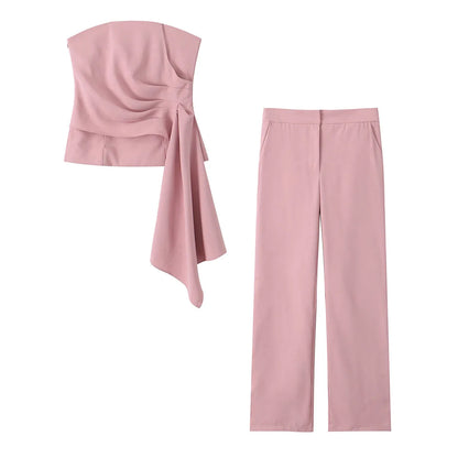 Top a Fascia Drappeggiato e Pantalone Sartoriale