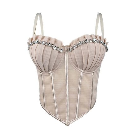 Body Corsetto Nero con Strass e Brillantini