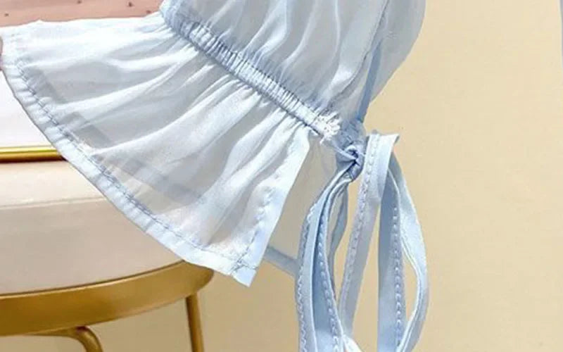 Camicia Oversize in Organza Trasparente con Polsini a Fiocco