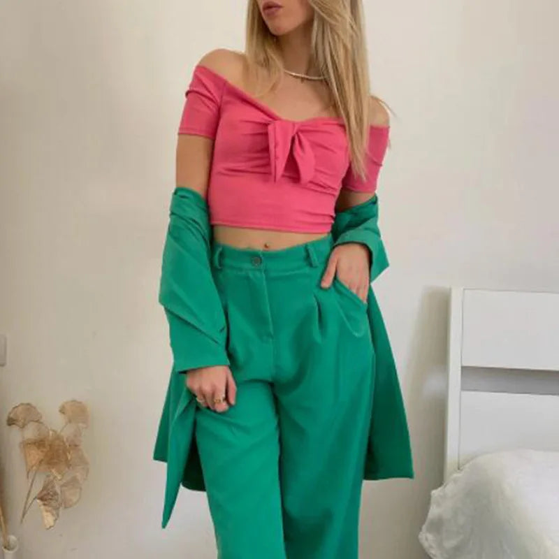 Crop Top Femme Croisé avec Nœud