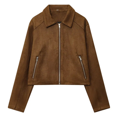 Giacca in Camoscio Donna Marrone Cognac