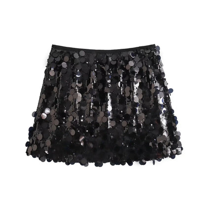Minigonna di Paillettes a Vita Alta Donna