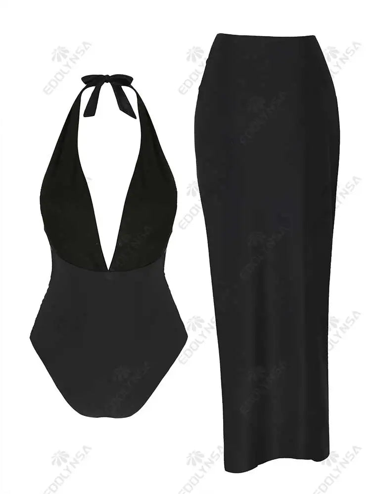 Set Luxury "Starfish": Costume Intero Scollo a V + Gonna Coordinata