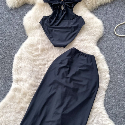 Set 2 Pezzi Mare | Romper Halter + Gonna Lunga con Spacco
