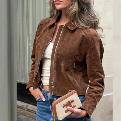 Giacca in Camoscio Donna Marrone Cognac
