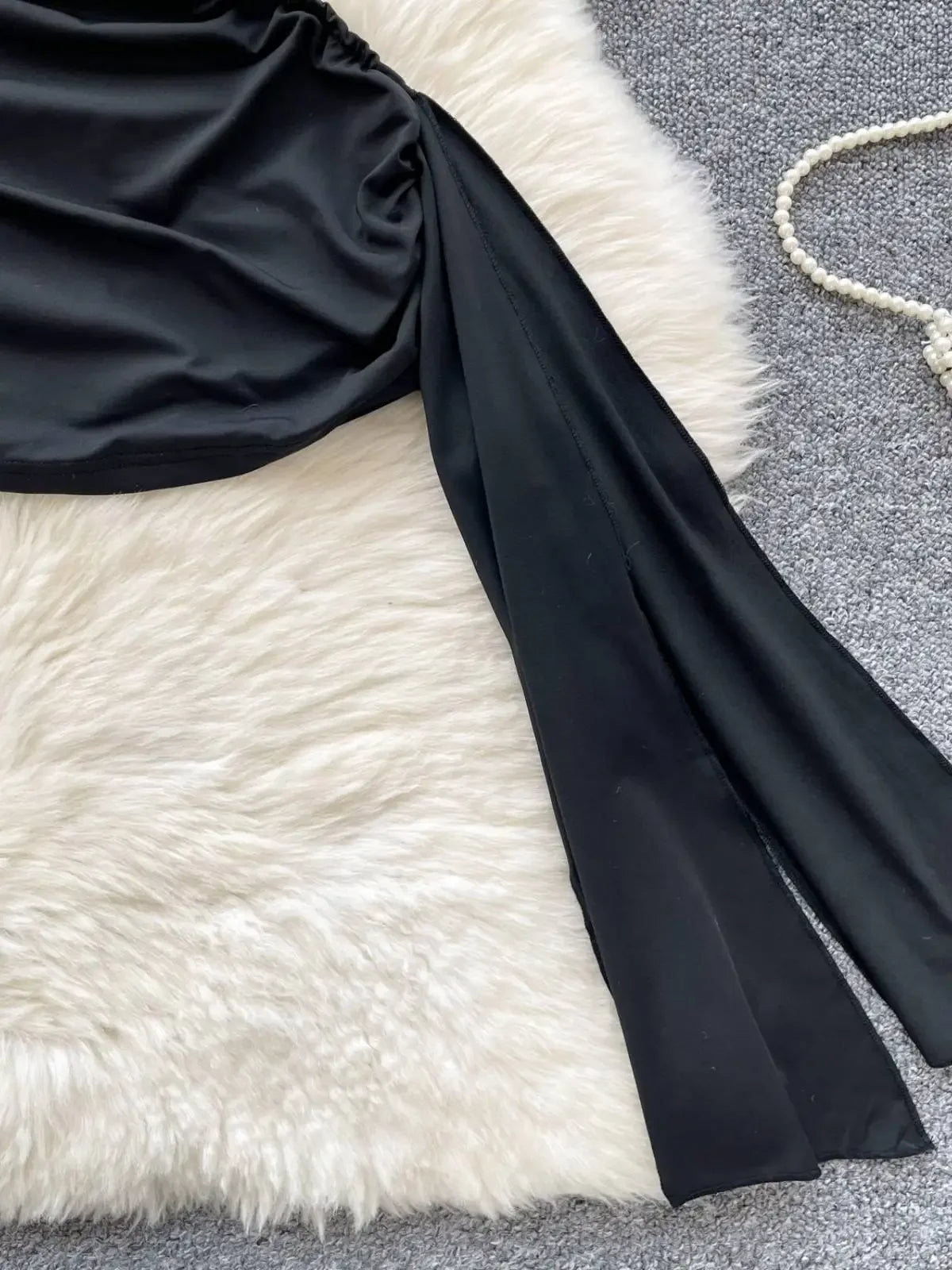 Abito Americano Sexy Nero con Top a Tubino e Cut-out Vita