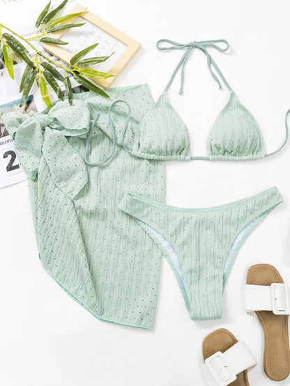 Set Mare 3 Pezzi | Bikini Brasiliano con Copricostume Coordinato
