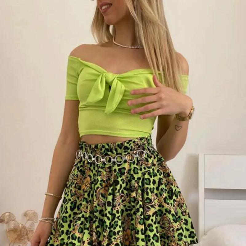 Crop Top Femme Croisé avec Nœud