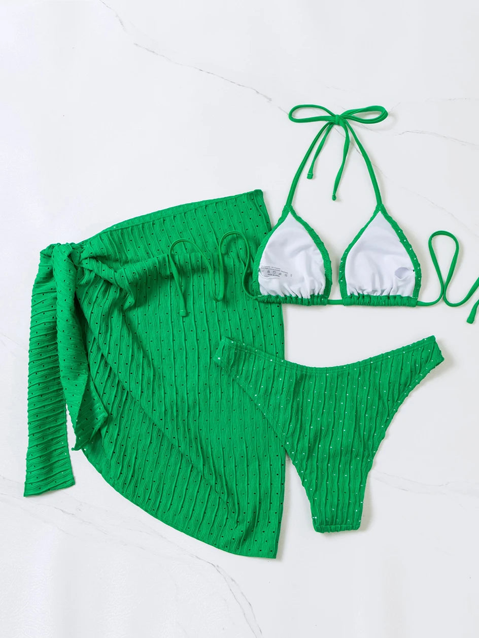 Set Mare 3 Pezzi | Bikini Brasiliano con Copricostume Coordinato