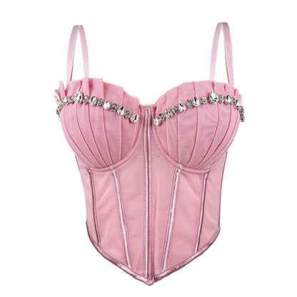 Body Corsetto Nero con Strass e Brillantini
