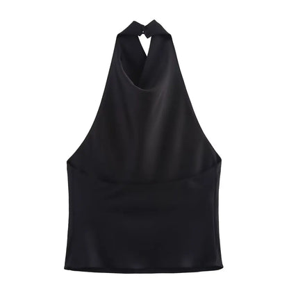 Haut élégant à col roulé sans manches pour femme